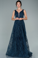 Длинное Вечернее Платье Темно-синий ABU2418