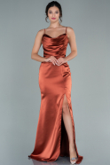 Длинное Атласное Выпускное Платье Цвет корицы ABU1938