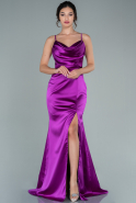 Длинное Атласное Выпускное Платье Фиолетовый ABU1938