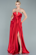 Длинное Атласное Выпускное Платье красный ABU2543