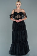 Длинное Вечернее Платье Черный ABU2545
