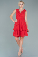 Короткое Шифоновое Платье красный ABK1484