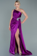 Длинное Атласное Вечернее Платье Светлая Фуксия ABU2465