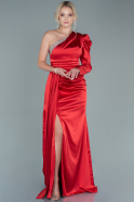 Длинное Атласное Вечернее Платье красный ABU2549