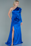 Длинное Атласное Вечернее Платье Ярко-синий ABU2549