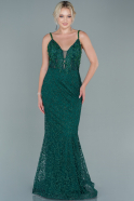 Длинное Вечернее Платье Русалка Изумрудно-зеленый ABU2277