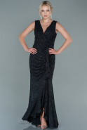 Длинное Вечернее Платье Русалка Черный ABU2556