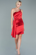 Короткое Атласное Платье красный ABK1777