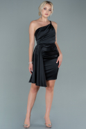 Короткое Атласное Платье Черный ABK1777