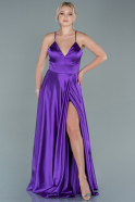 Длинное Атласное Вечернее Платье Пурпурный ABU2714