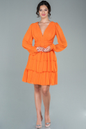 Короткое Шифоновое Платье Оранжевый ABK1450