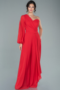 Длинное Шифоновое Платье красный ABT078