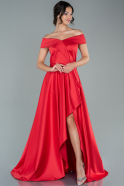 Длинное Атласное Выпускное Платье красный ABU2563