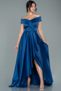 Длинное Атласное Выпускное Платье Ярко-синий ABU2563