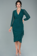 Миди Пригласительное Платье Изумрудно-зеленый ABK1314