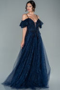 Длинное Вечернее Платье Темно-синий ABU2566