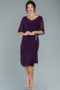 Короткое Шифоновое Вечернее Платье Тёмно-пурпурный ABK1489