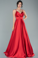 Длинное Атласное Выпускное Платье красный ABU2375