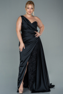 Большое Атласное Платье Черный ABU2559