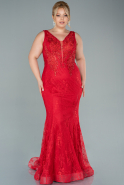 Большое Длинное Кружевное Платье красный ABU2568