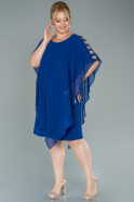 Большое Короткое Шифоновое Платье Ярко-синий ABK1495
