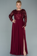 Длинное Шифоновое Вечернее Платье Бордовый ABU2573