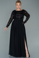 Длинное Шифоновое Вечернее Платье Черный ABU2573