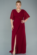 Длинное Шифоновое Вечернее Платье Бордовый ABU2577