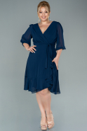 Короткое Шифоновое Вечернее Платье Темно-синий ABK1340
