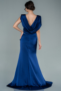 Длинное Атласное Платье Для Помолвки Темно-синий ABU2364