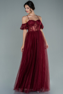 Длинное Вечернее Платье Бордовый ABU2591