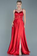 Длинное Атласное Выпускное Платье красный ABU2509