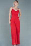 Длинное Шифоновое Платье красный ABT081