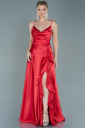 Длинное Атласное Вечернее Платье красный ABU2593