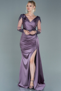 Длинное Атласное Вечернее Платье Лавандовый ABU2401