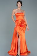 Длинное Атласное Вечернее Платье Оранжевый ABU2618