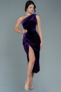 Миди Бархатное Пригласительное Платье Тёмно-пурпурный ABK1501