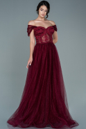 Длинное Вечернее Платье Бордовый ABU2620