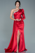 Длинное Атласное Вечернее Платье красный ABU2621