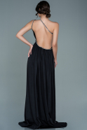 Длинное Атласное Вечернее Платье Черный ABU2622