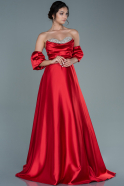 Длинное Атласное Вечернее Платье красный ABU2614