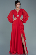Длинное Шифоновое Вечернее Платье красный ABU2636