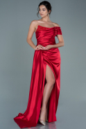 Длинное Атласное Вечернее Платье красный ABU2338