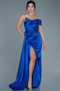 Длинное Атласное Вечернее Платье Ярко-синий ABU2338