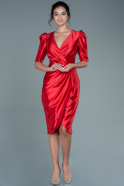 Миди Атласное Пригласительное Платье красный ABK1402