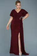 Длинное Свободное Вечернее Платье Бордовый ABU2648