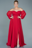 Большое Шифоновое Вечернее Платье красный ABU2597