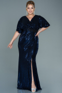 Длинное Вечернее Платье С Чешуйками Темно-синий ABU2640