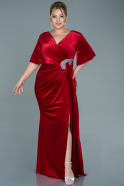 Длинное Бархатное Вечернее Платье красный ABU2645