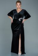 Длинное Бархатное Вечернее Платье Черный ABU2645